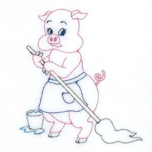 Picture of Pig Mopping Machine Embroidery Design