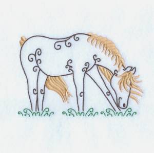 Picture of Swirly Horse Eating Machine Embroidery Design