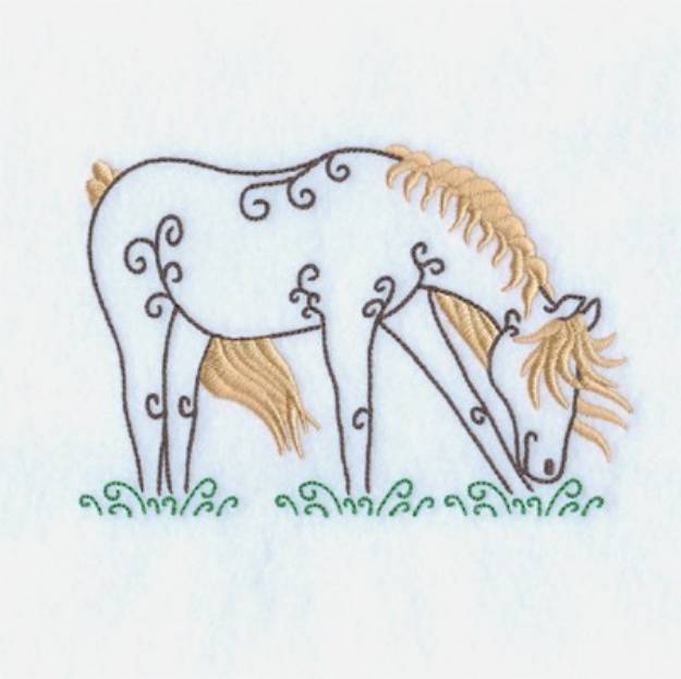 Picture of Swirly Horse Eating Machine Embroidery Design
