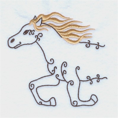 Swirly Horse Galloping Machine Embroidery Design