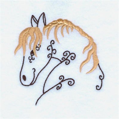 Swirly Horse Head 4 Machine Embroidery Design