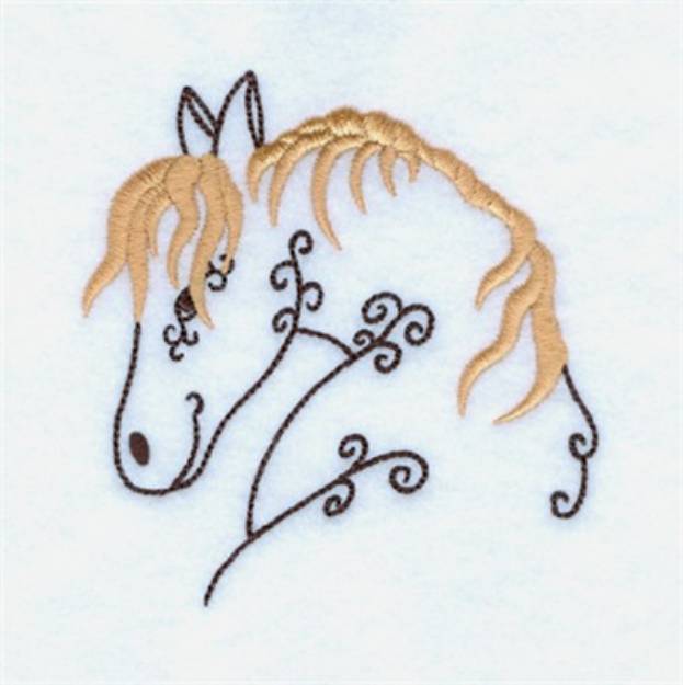Picture of Swirly Horse Head 4 Machine Embroidery Design