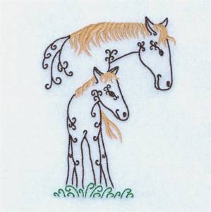 Picture of Swirly Mare & Foal Machine Embroidery Design