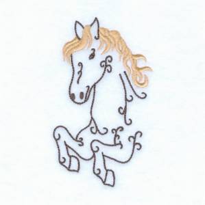 Picture of Swirly Horse Jumping Machine Embroidery Design