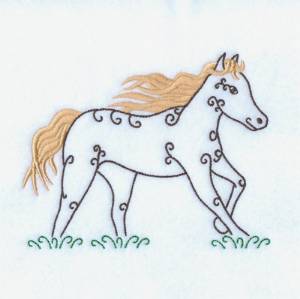 Picture of Swirly Horse Trotting Machine Embroidery Design