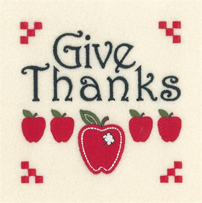 Apple Give Thanks Machine Embroidery Design
