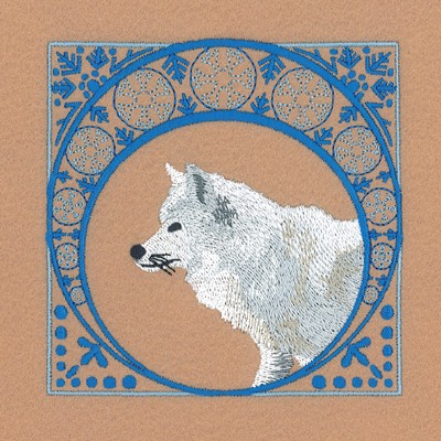 Winter Arctic Wolf Square Machine Embroidery Design