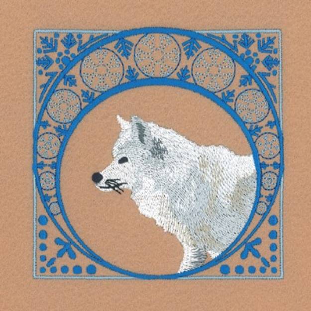 Picture of Winter Arctic Wolf Square Machine Embroidery Design