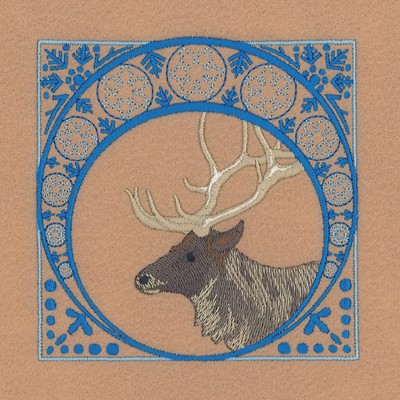 Winter Elk Square Machine Embroidery Design