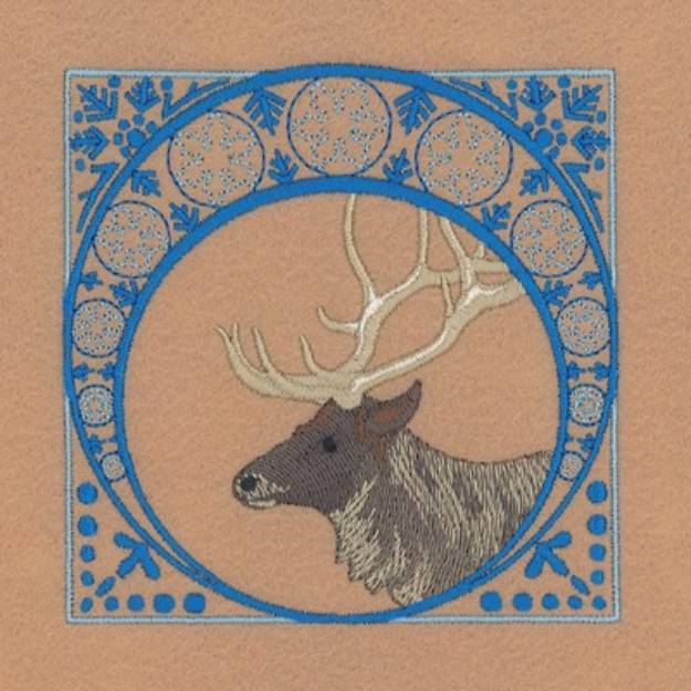 Picture of Winter Elk Square Machine Embroidery Design