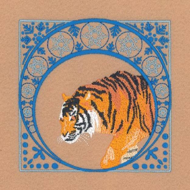 Picture of Winter Tiger Square Machine Embroidery Design