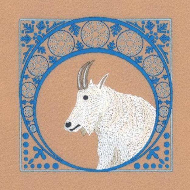 Picture of Winter Mountain Goat Square Machine Embroidery Design
