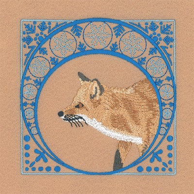 Winter Fox Square Machine Embroidery Design