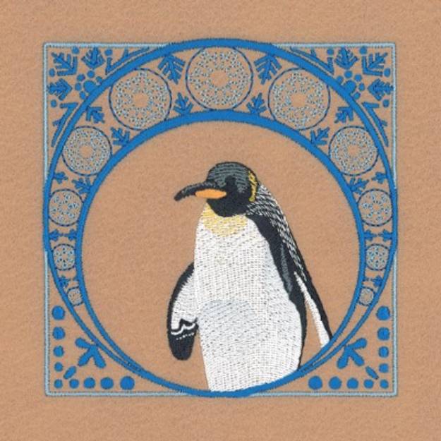 Picture of Winter Emperor Penguin Square Machine Embroidery Design