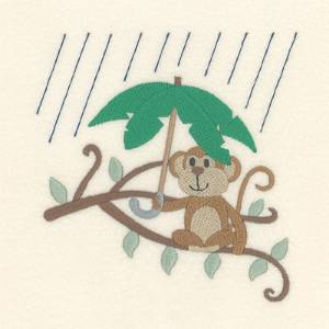 Picture of Monkey Rain Decor Machine Embroidery Design