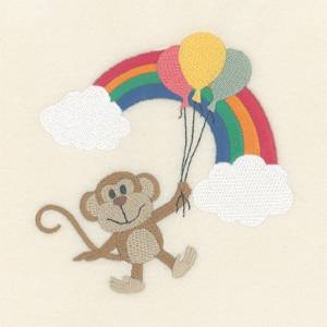 Picture of Monkey Rainbow Decor Machine Embroidery Design