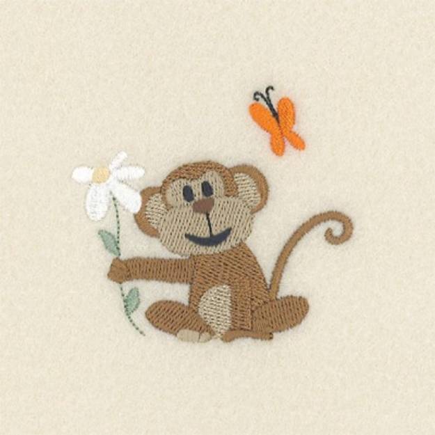 Picture of Monkey & Flower Machine Embroidery Design