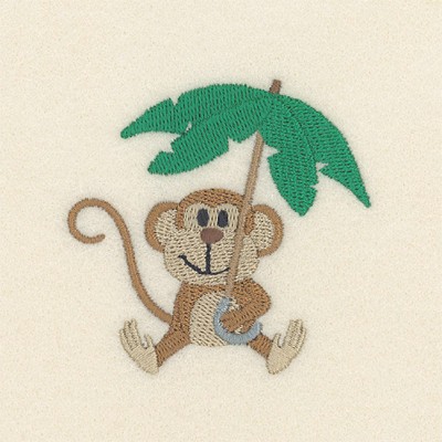 Monkey & Umbrella Machine Embroidery Design