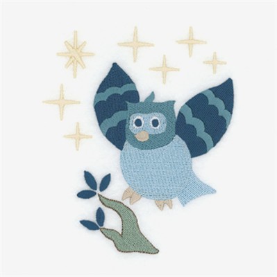 Stars & Branch & Owl Machine Embroidery Design