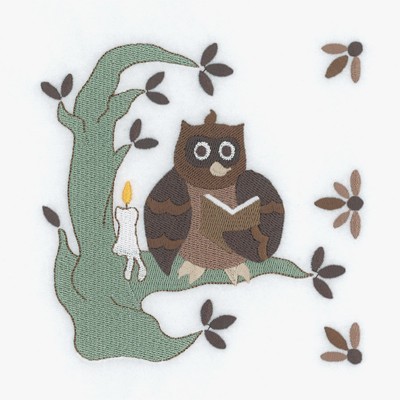 Reading Owl Square Machine Embroidery Design