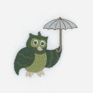 Picture of Small  Owl & Umbrella Machine Embroidery Design