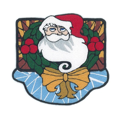 Stained Glass Santa Claus Machine Embroidery Design