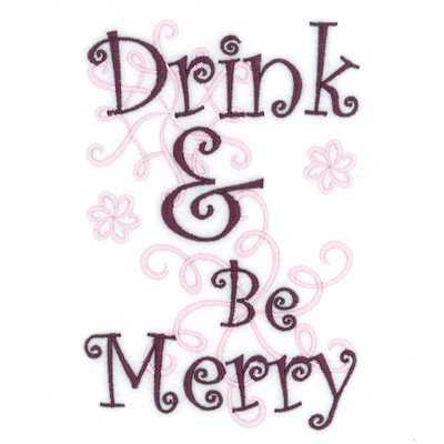 Drink Be Merry Wine Tote Machine Embroidery Design