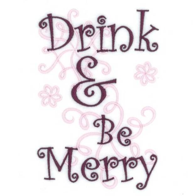 Picture of Drink Be Merry Wine Tote Machine Embroidery Design