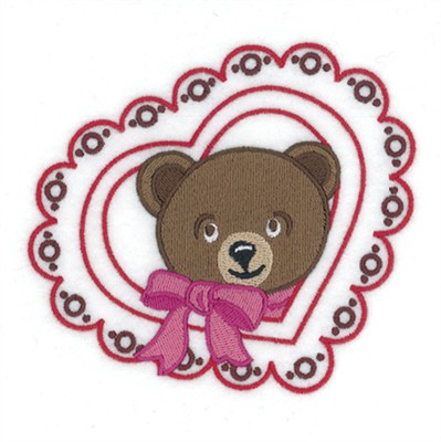 Teddy Bear & Heart Machine Embroidery Design