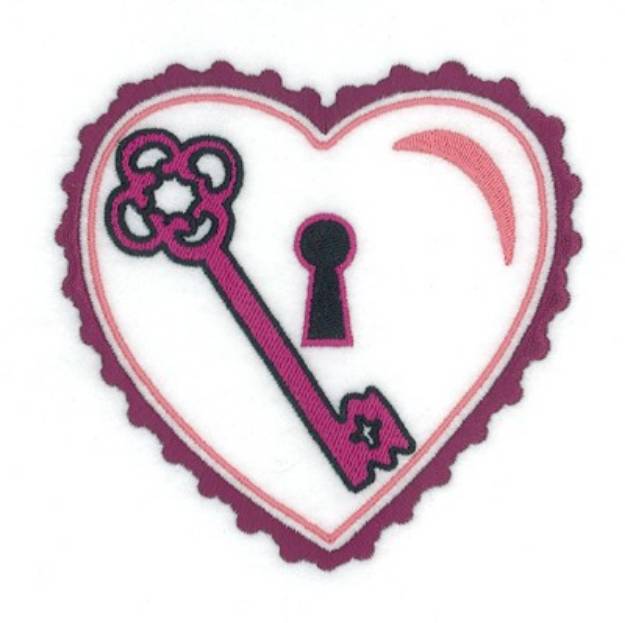 Picture of Heart And Key Machine Embroidery Design