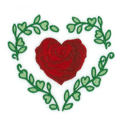 Rose & Vine Heart Machine Embroidery Design