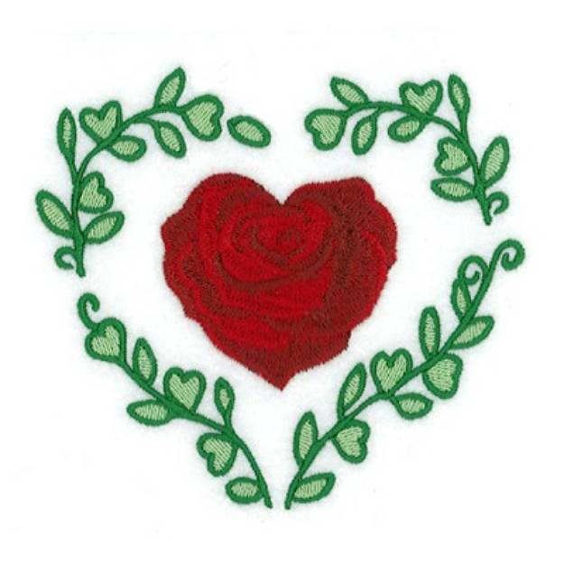 Picture of Rose & Vine Heart Machine Embroidery Design