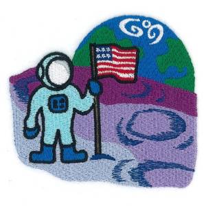 Picture of Placing Flag On Moon Machine Embroidery Design