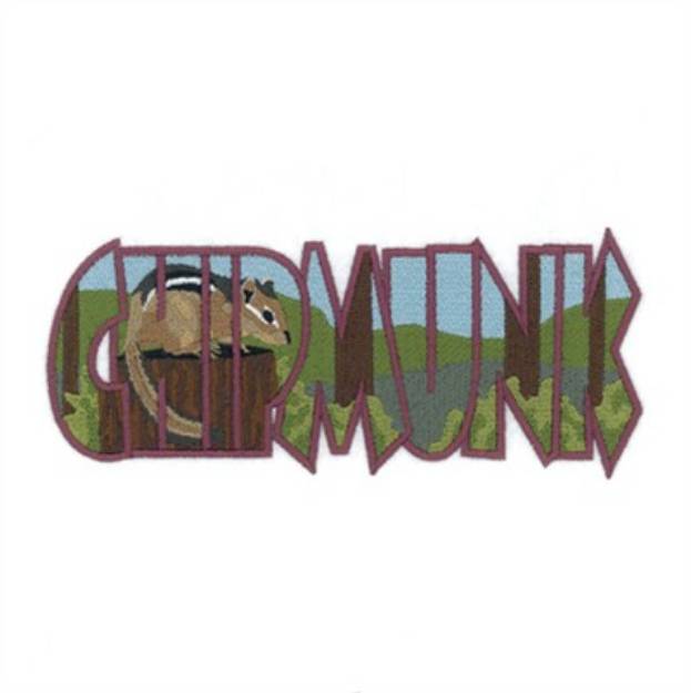 Picture of Chipmunk Scene Inside Text Machine Embroidery Design