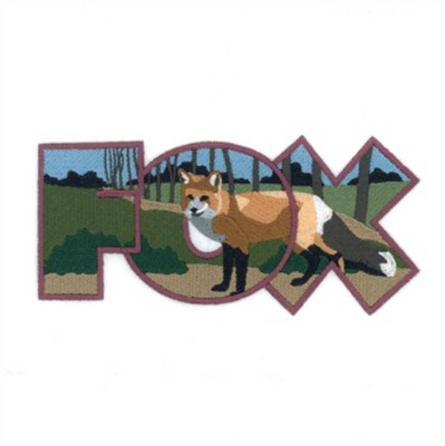 Picture of Fox Scene Inside Text Machine Embroidery Design