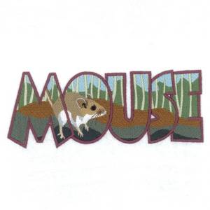 Picture of Mouse Scene Inside Text Machine Embroidery Design