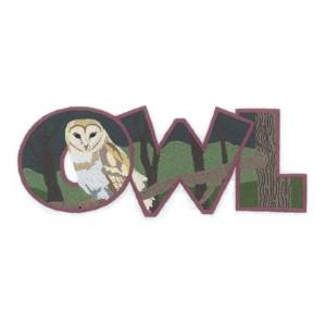 Picture of Owl Scene Inside Text Machine Embroidery Design