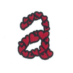 Picture of Hearts Lower Case A Machine Embroidery Design