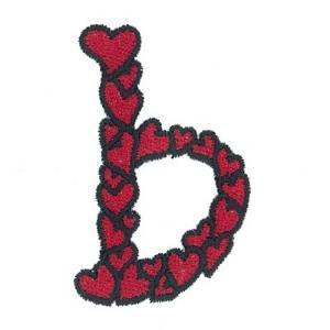 Picture of Hearts Lower Case B Machine Embroidery Design