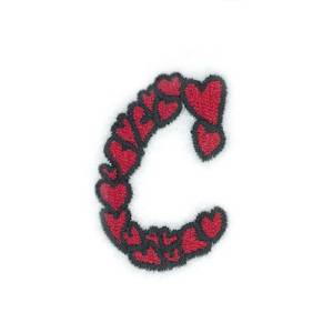 Picture of Hearts Lower Case C Machine Embroidery Design