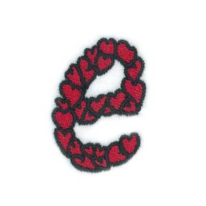 Picture of Hearts Lower Case E Machine Embroidery Design