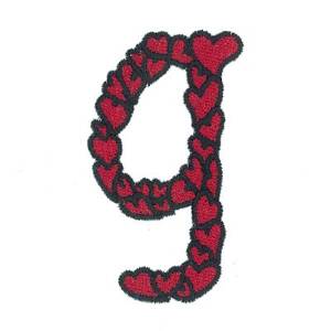 Picture of Hearts Lower Case G Machine Embroidery Design