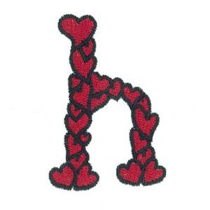 Picture of Hearts Lower Case H Machine Embroidery Design