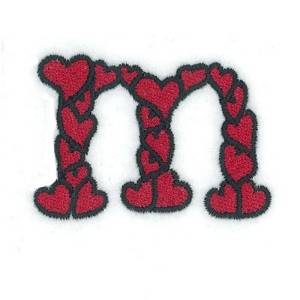 Picture of Hearts Lower Case M Machine Embroidery Design