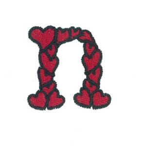 Picture of Hearts Lower Case N Machine Embroidery Design