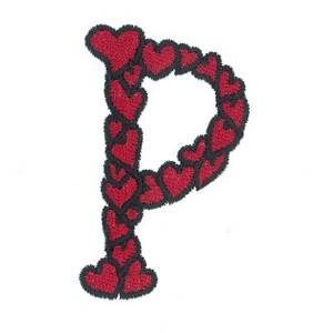 Picture of Hearts Lower Case P Machine Embroidery Design