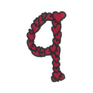 Picture of Hearts Lower Case Q Machine Embroidery Design