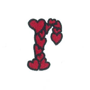 Picture of Hearts Lower Case R Machine Embroidery Design