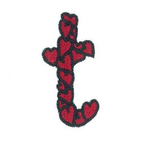 Picture of Hearts Lower Case T Machine Embroidery Design