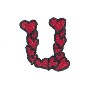 Picture of Hearts Lower Case U Machine Embroidery Design